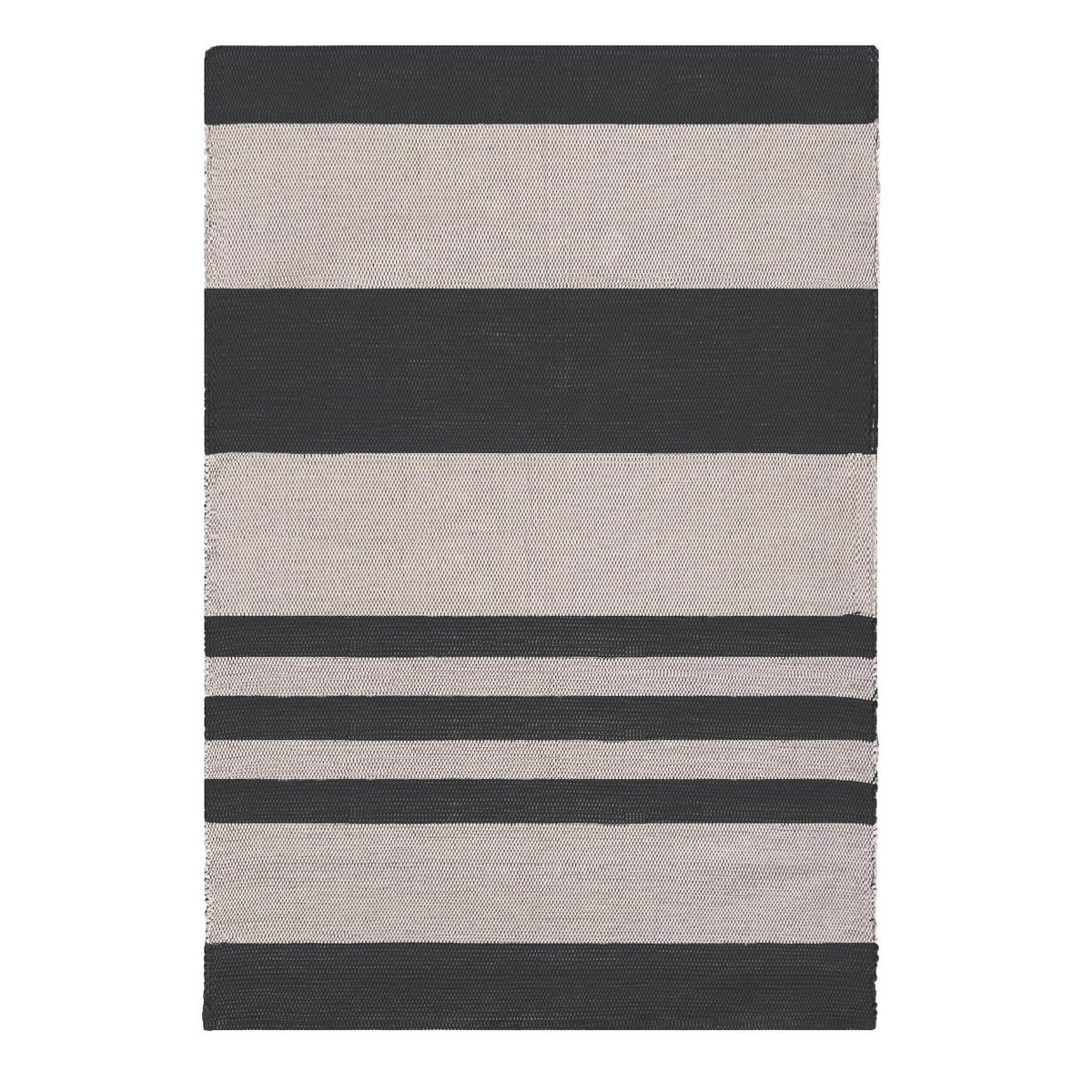 TEPPICH aus recycelter Baumwolle handgewebt schwarz - Schwarz, Naturmaterialien (140/200cm) - AFK Living