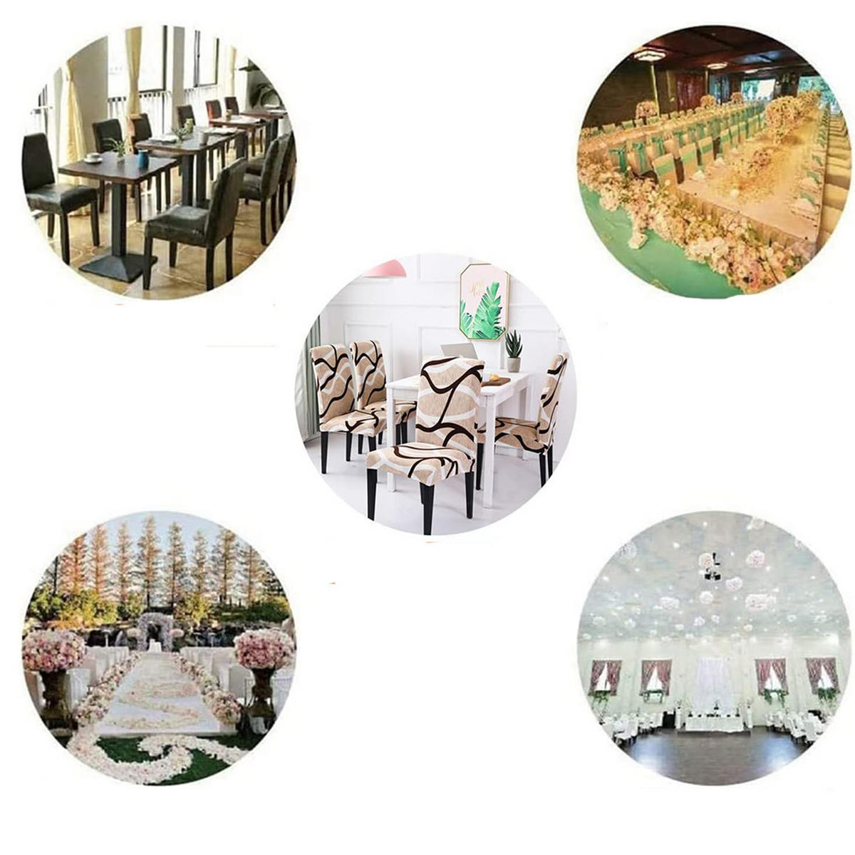 STUHLHUSSE Stretch Waschbar(4-tlg. Set) - Hellbraun, Textil (25/20cm) - Kaket