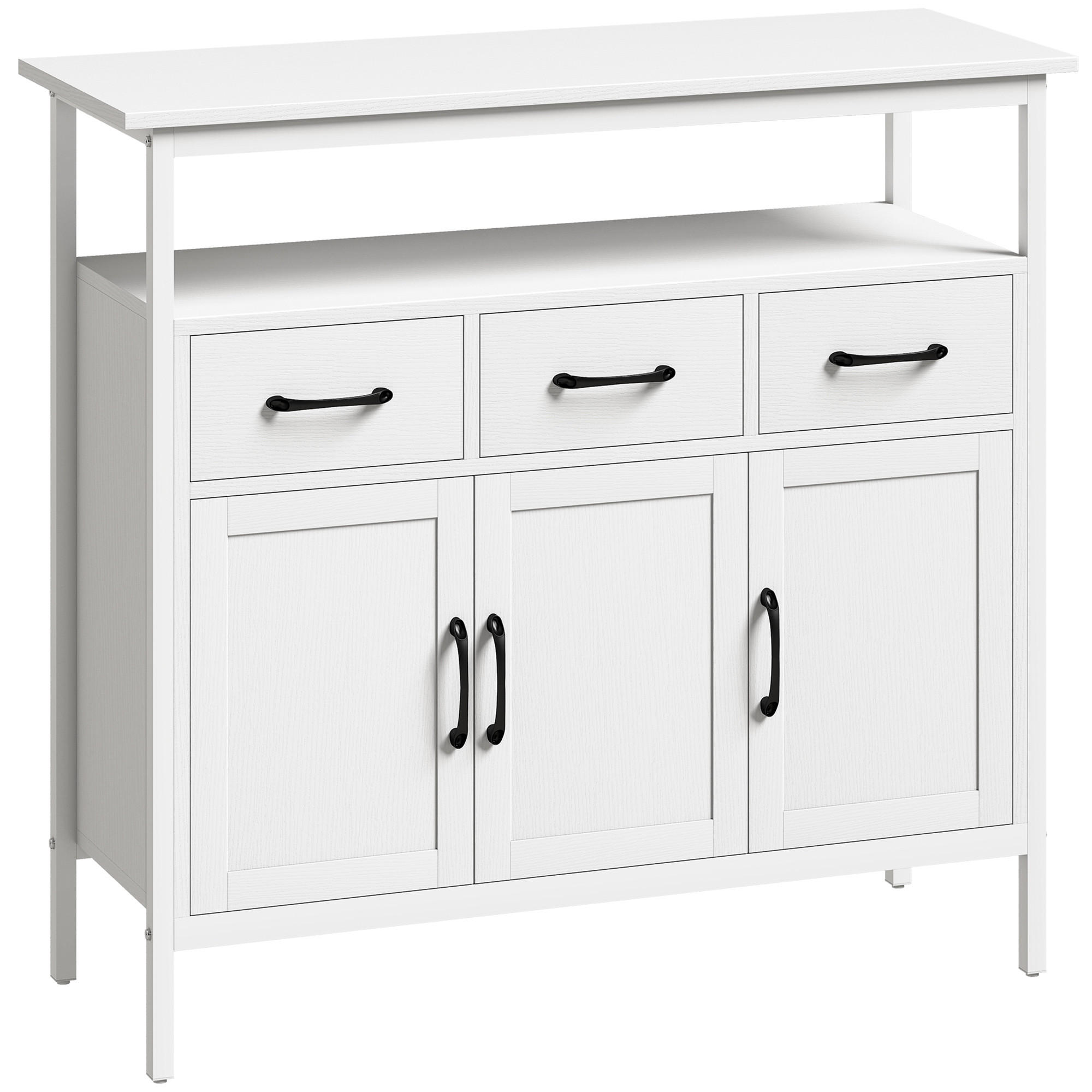 SIDEBOARD Spanplatte Edelstahl Weiß - Edelstahlfarben/Schwarz, Holzwerkstoff/Metall (35/88/95cm) - HOMCOM