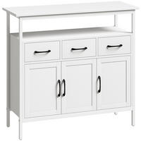 SIDEBOARD Spanplatte Edelstahl Weiß - Edelstahlfarben/Schwarz, Holzwerkstoff/Metall (35/88/95cm) - HOMCOM
