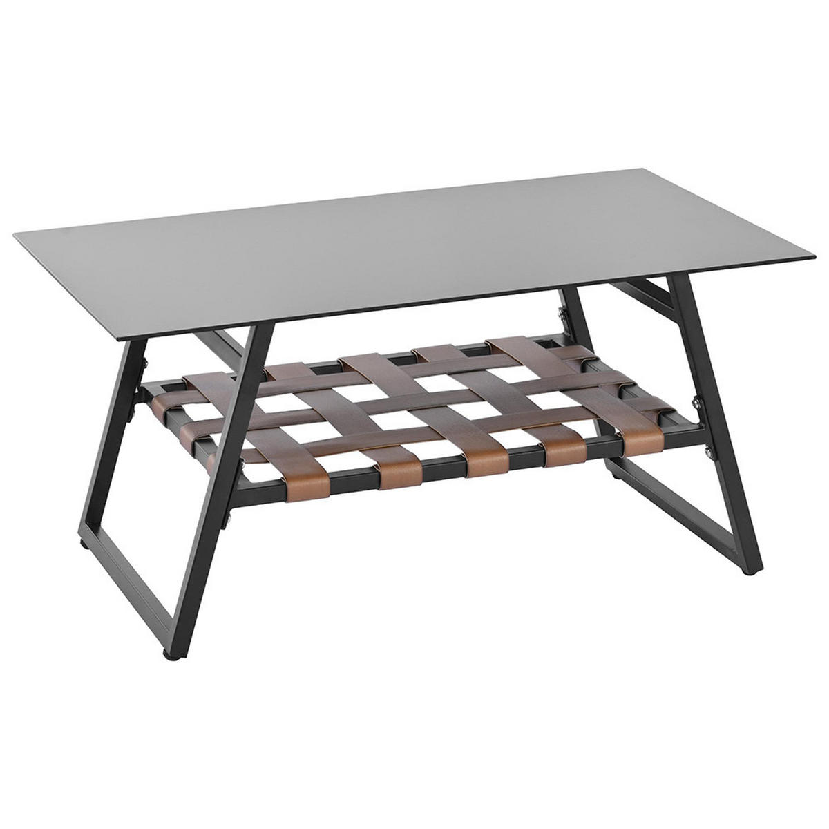 LOUNGEGARNITUR für 4 Personen，mit Sofa,Couchtisch & Kissen，schwarz - Schwarz, Metall - KOMHTOM