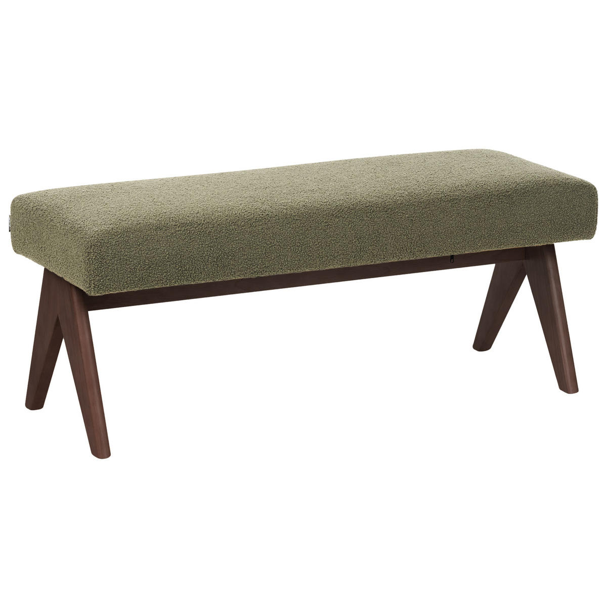 POLSTERBANK Grün/Dunkelbraun Tamre - Olivgrün/Braun, Holz/Textil (118/48/46cm) - Beliani