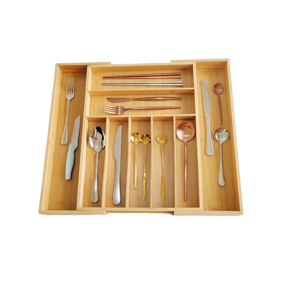 BESTECKORGANIZER, ausziehbar, braun, Bambus, 43 × (33–50) cm - Braun, Holz (33/5/43cm) - Authentics