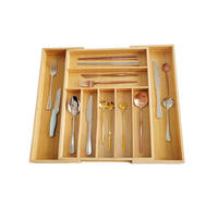 BESTECKORGANIZER, ausziehbar, braun, Bambus, 43 × (33–50) cm - Braun, Holz (33/5/43cm) - Authentics