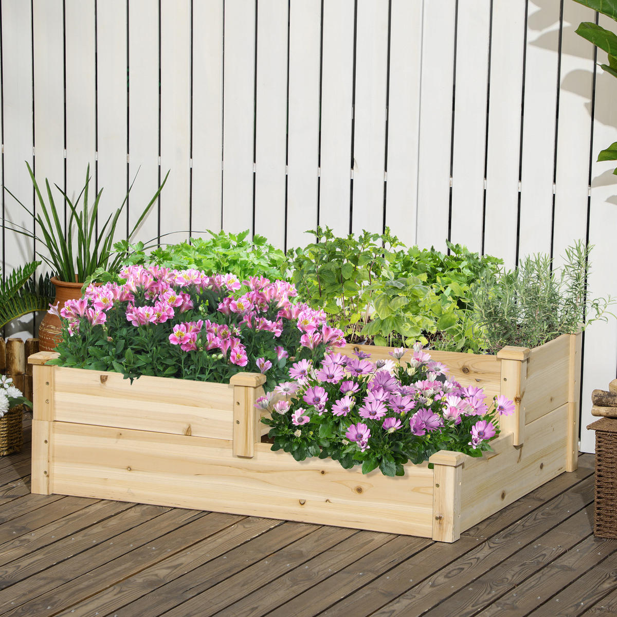 HOCHBEET, Tanne, Naturholz - Naturfarben, Holz (88/36/108cm) - Outsunny