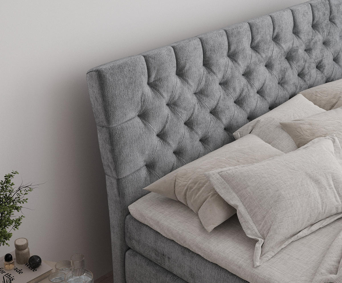 BOXSPRINGBETT Seraphine Grau 160/200 cm - Schwarz/Grau, Holz/Holzwerkstoff (160/200cm) - Maison de Reve