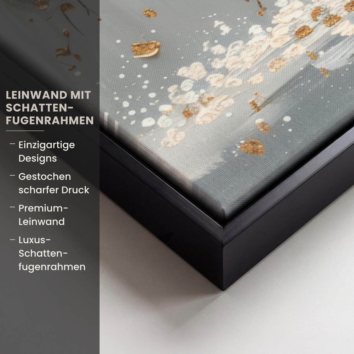 LEINWAND Bilder mit Rahmen - Baum - Blumen - Weiß - Natur - Kunst - 60x40 - Weiß, Textil (60/40cm) - MuchoWow