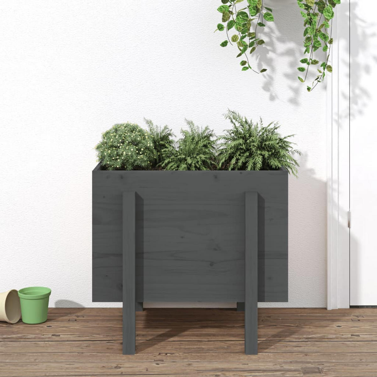 PFLANZKÜBEL Grau 62x50x57 cm Massivholz Kiefer - Grau, Holz (62/57/50cm)