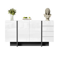 SIDEBOARD Hochglanz Weiß 2 Türen 4 Schubladen Modern - Weiß, Holzwerkstoff (40/80.5/150cm) - FLIEKS