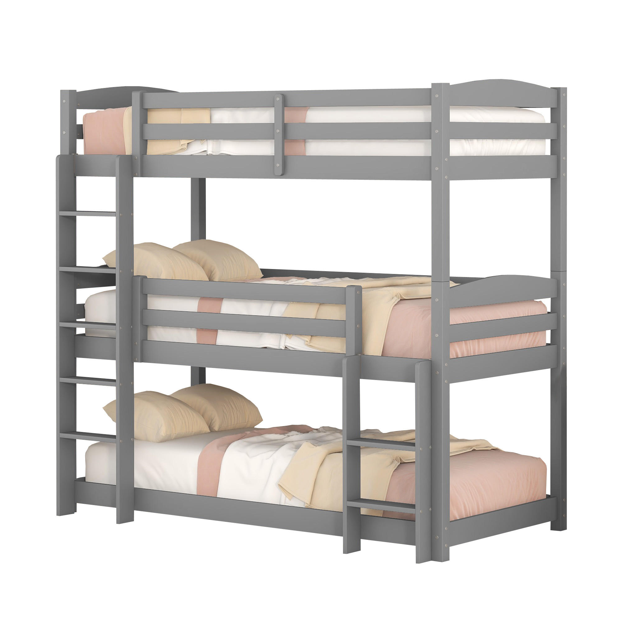 ETAGENBETT 90 x 200 cm, Einzel-/Dreibett aus Holz für Kinder, ohne Matratze, grau - Grau, Holz (90/200cm)
