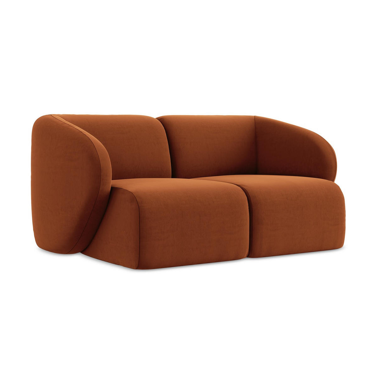 2-SITZER-SOFA Samt Stoff Orange - Terracotta/Schwarz, Holzwerkstoff/Kunststoff (174/75/94cm) - LaMiaSofa