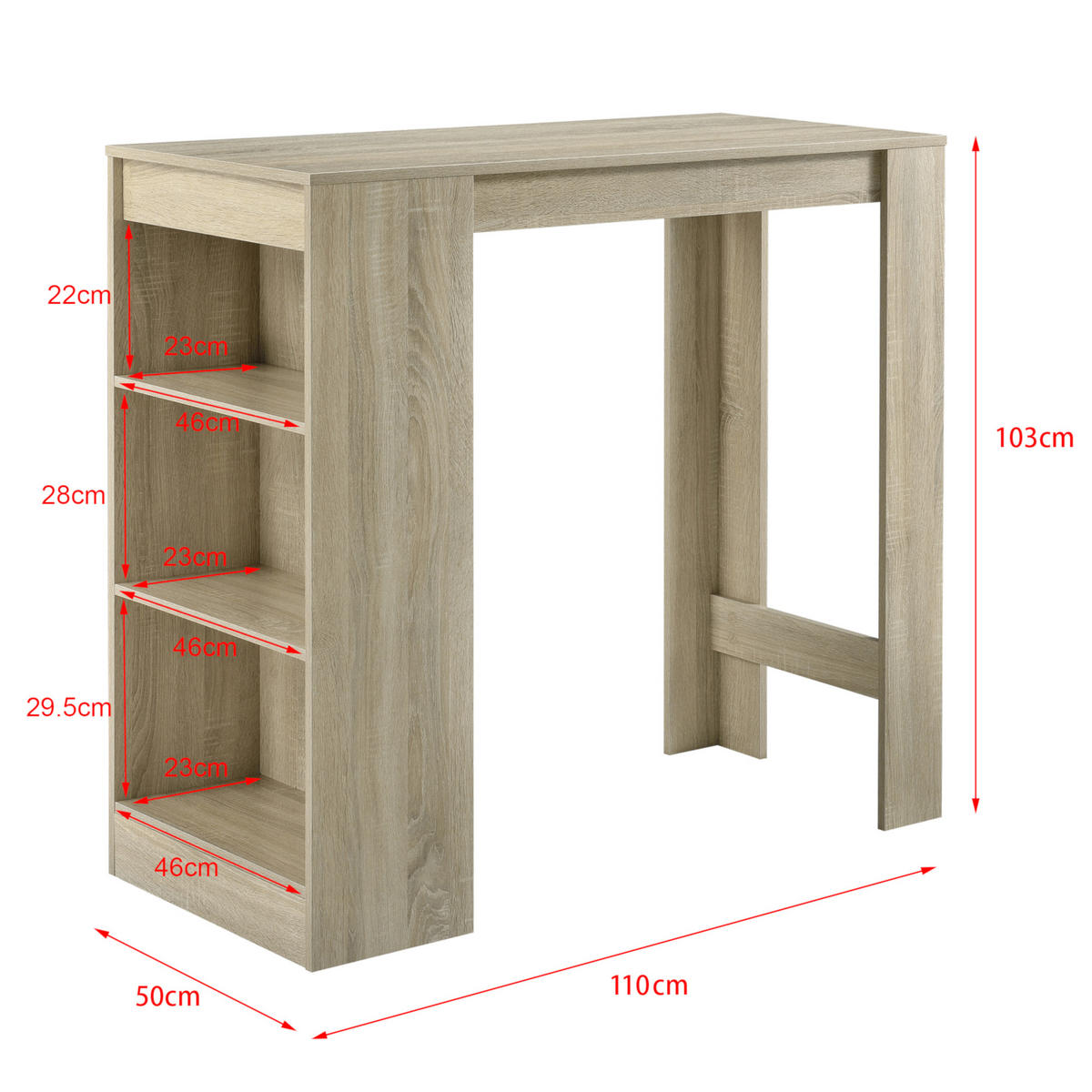 BARTISCH Kouvala - Eichefarben, Holzwerkstoff (110/103/50cm) - [en.casa]