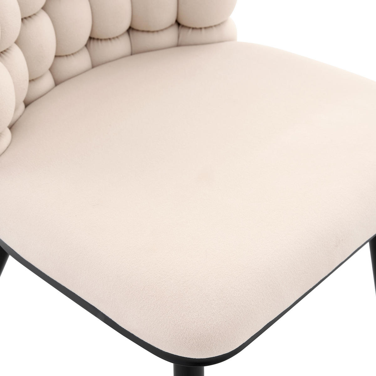 STUHL-SET DE-36754 2 Stück mit Kugelketten-Rückenlehne und Samtbezug Creme - Creme, Metall (48/88/54cm) - ComfortXL
