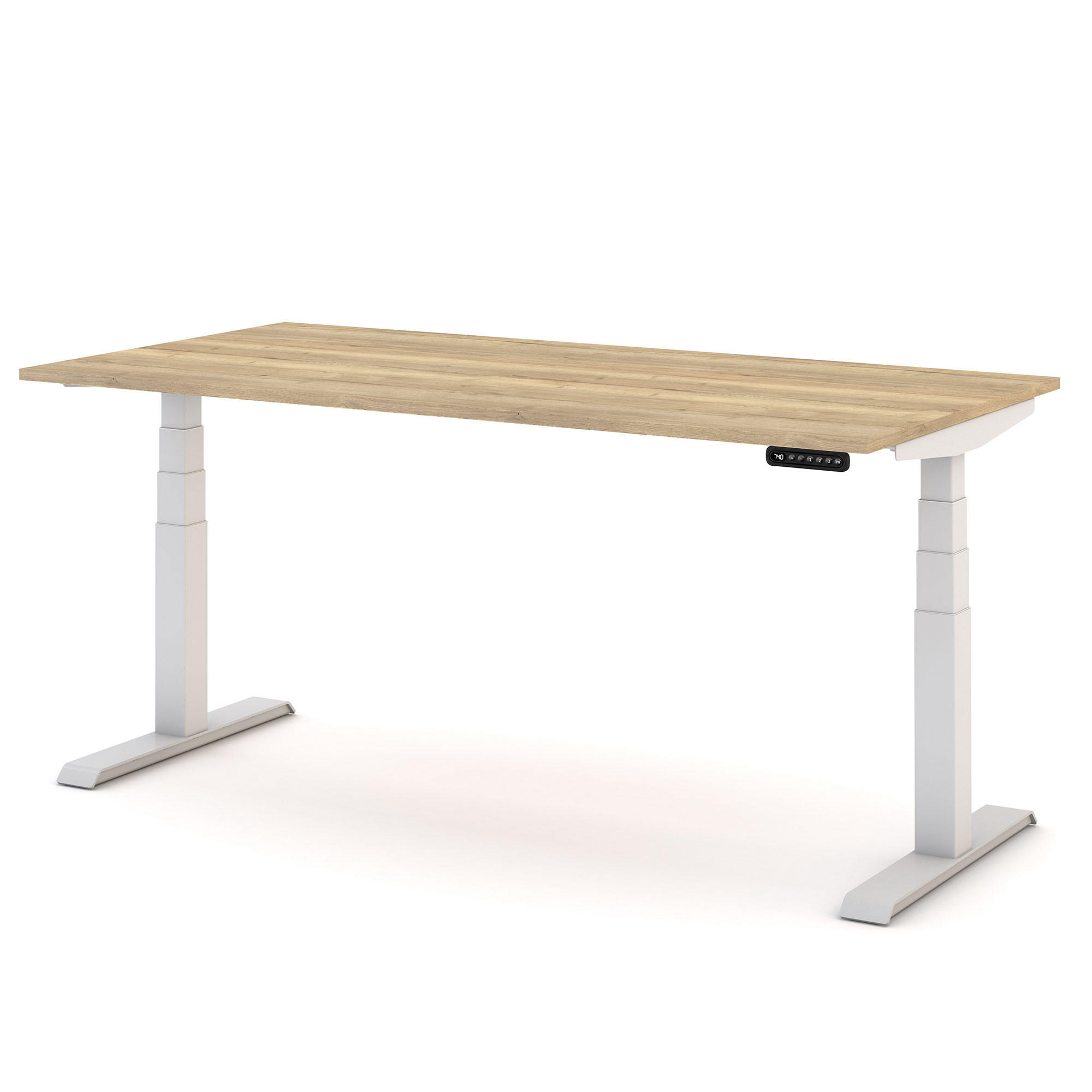 SCHREIBTISCH Elektrisch höhenverstellbarer Kinderschreibtisch JUNIOR Eiche Natura Signalweiß 140/70/52.5-121cm - Weiß/Eiche Artisan, Holzwerkstoff/Metall (70/140/121cm) - ASSMANN