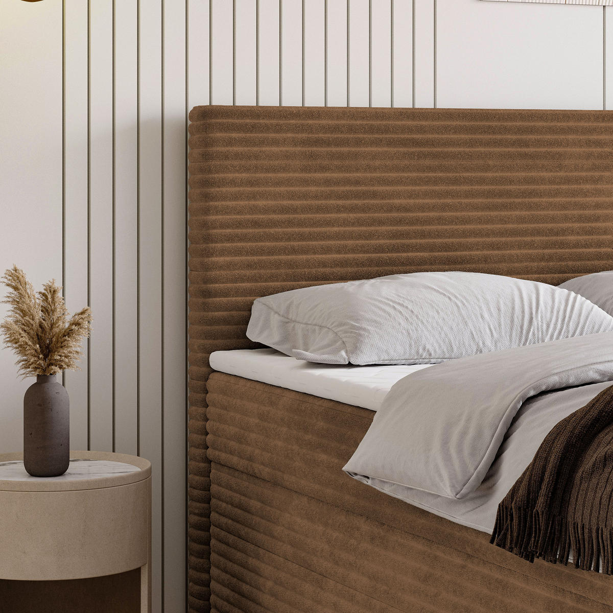 BOXBETT NOLEN 160x200 cm mit Matratze und Topper - Kupferfarben - Kupferfarben, Holz (160/200cm) - MASSENO