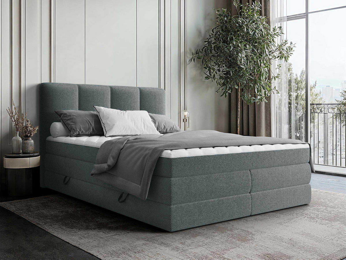 BOXSPRINGBETT Point - Blaugrau, Holz/Holzwerkstoff (140/200cm) - MIRJAN24