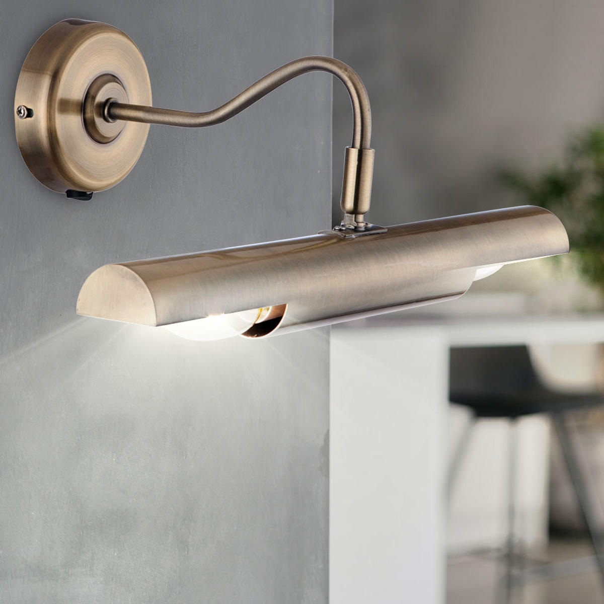 LED WANDELEUCHTE Picture Messing - Messingfarben, Metall (36.5/21/36cm) - Globo Lighting