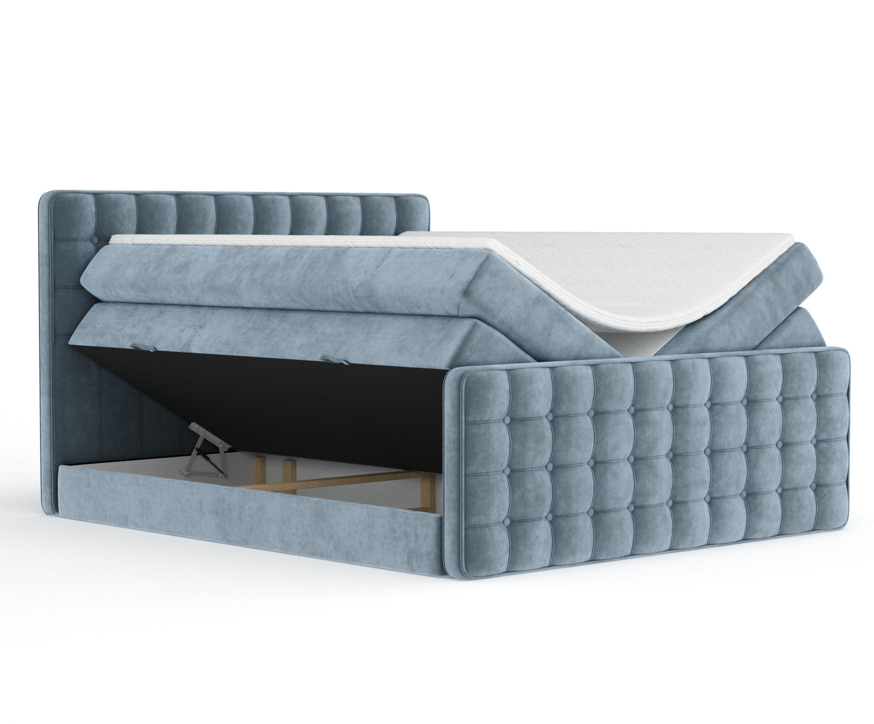 BOXSPRINGBETT Velouria Blau Grau 140/200 cm - Blaugrau/Schwarz, Holz/Holzwerkstoff (140/200cm) - Maison de Reve
