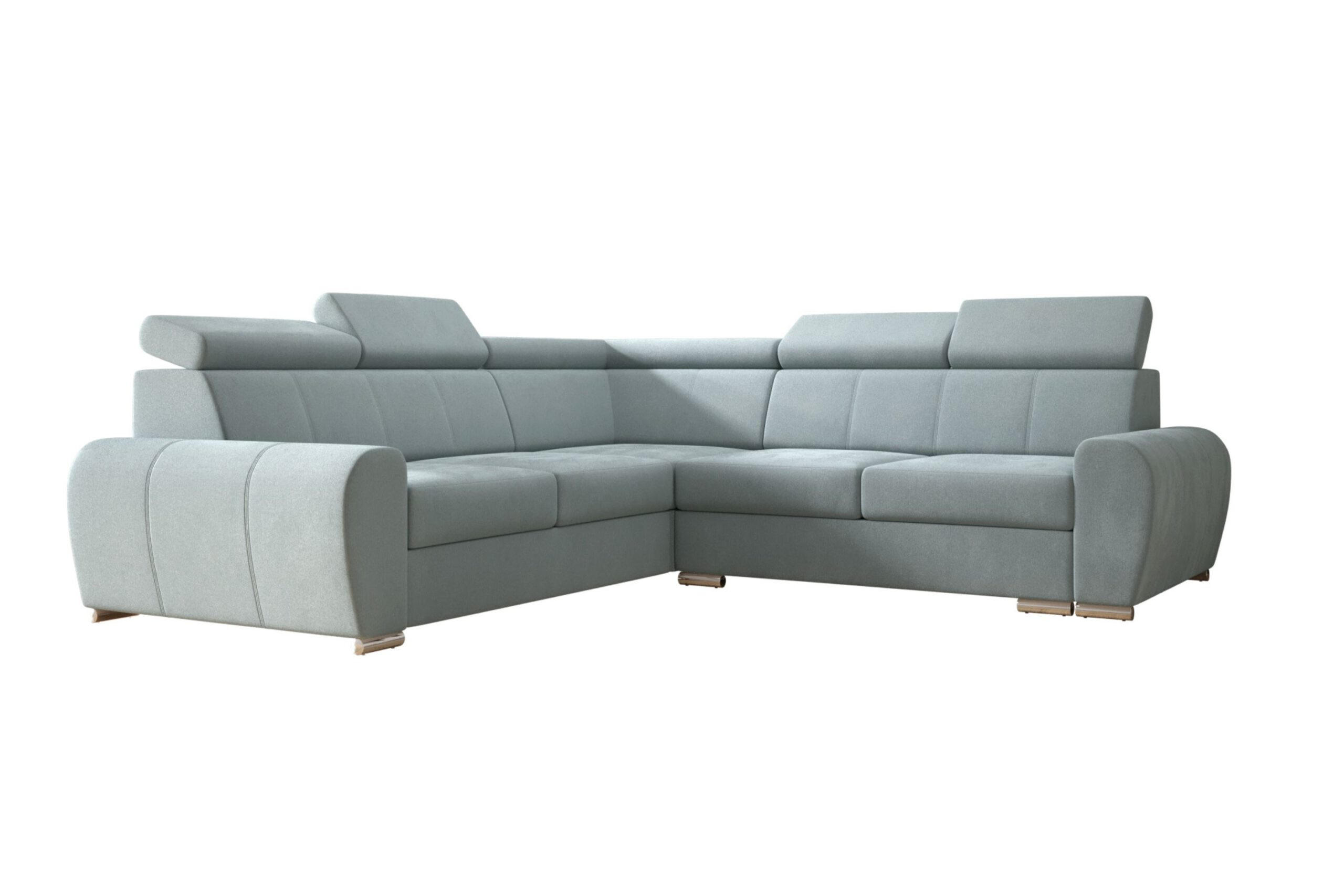 ECKSOFA APOLLO,mit Schlaffunktion und Bettkasten, Farbe: Grau, Velourstoff, Ottomane Links - Grau, Textil (255/255cm) - O-Sofa