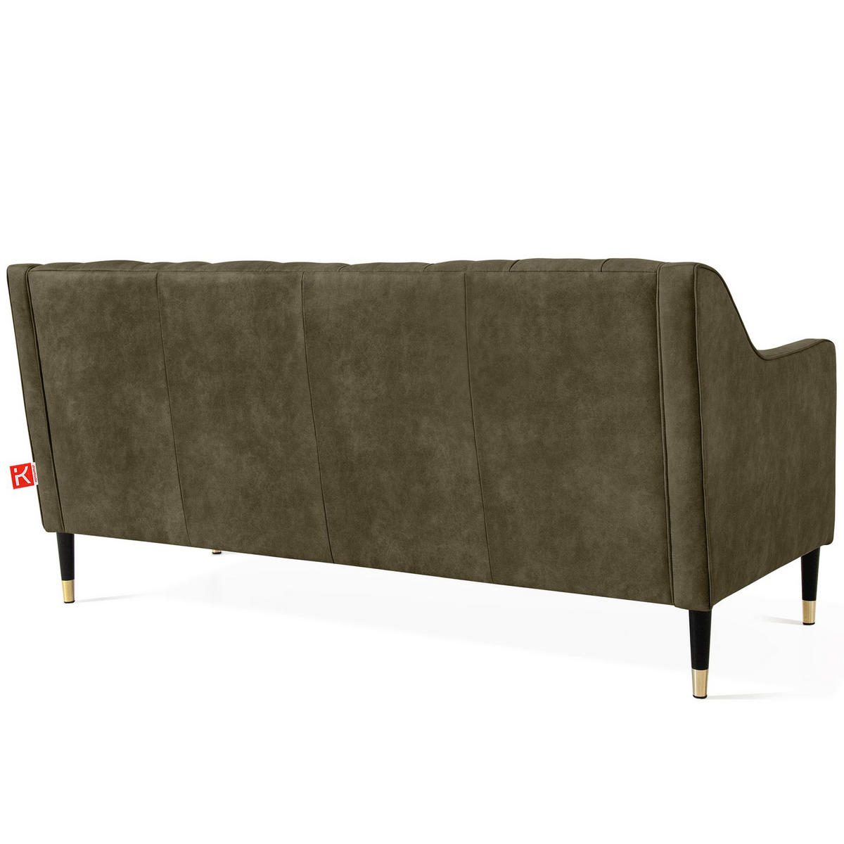 2-SITZER-SOFA NOMUS gesteppt, Olivgrün - Wengefarben/Olivgrün, Holzwerkstoff (170/78/80cm) - KONSIMO®