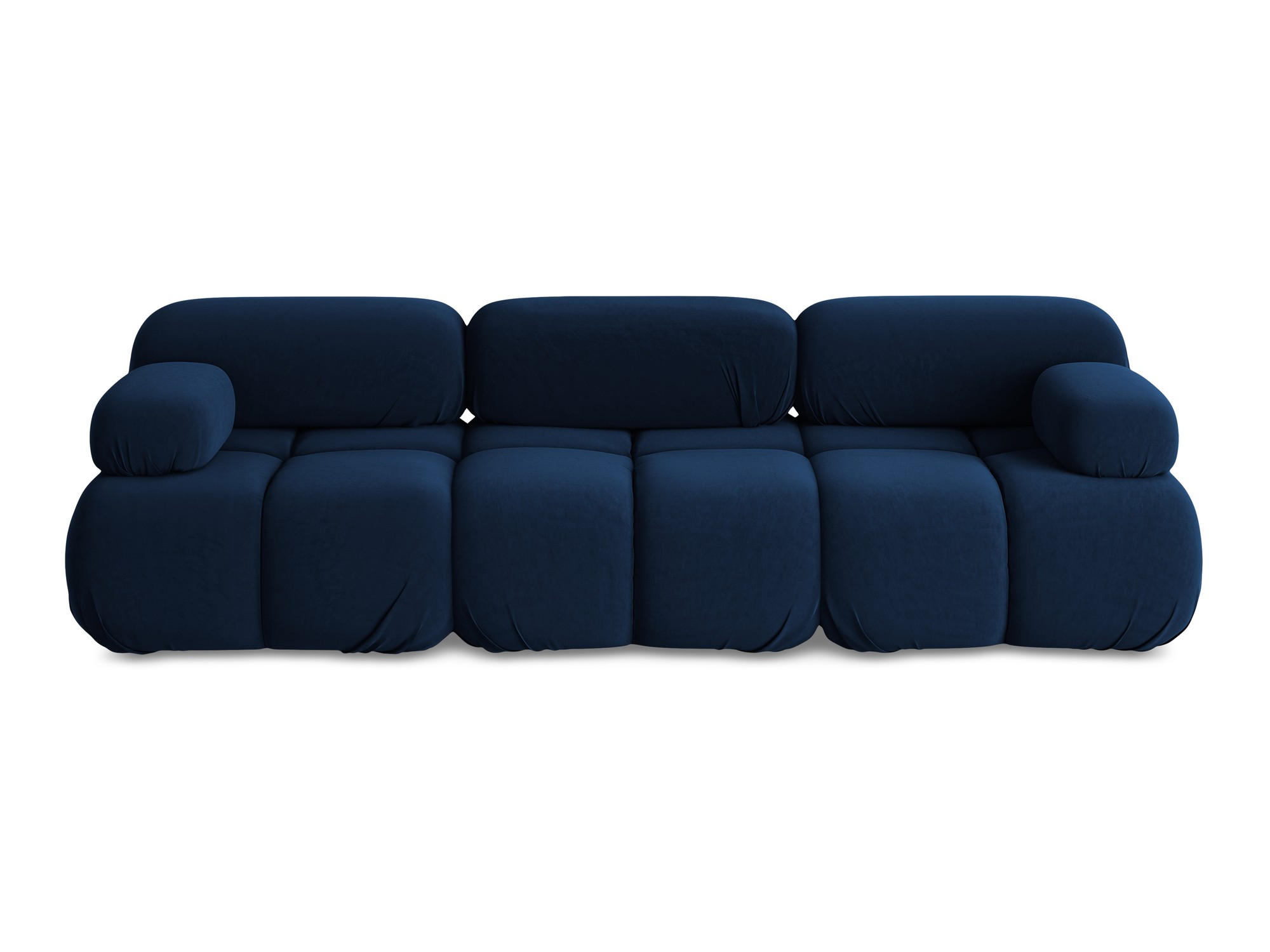 3-SITZER SOFA Samt Stoff Blau - Blau/Schwarz, Kunststoff/Textil (285/70/96cm) - Makamii