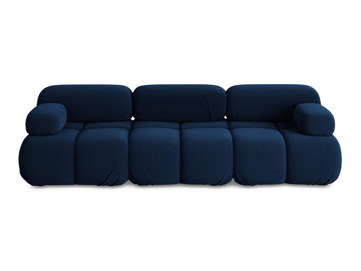3-SITZER SOFA Samt Stoff Blau - Blau/Schwarz, Kunststoff/Textil (285/70/96cm) - Makamii