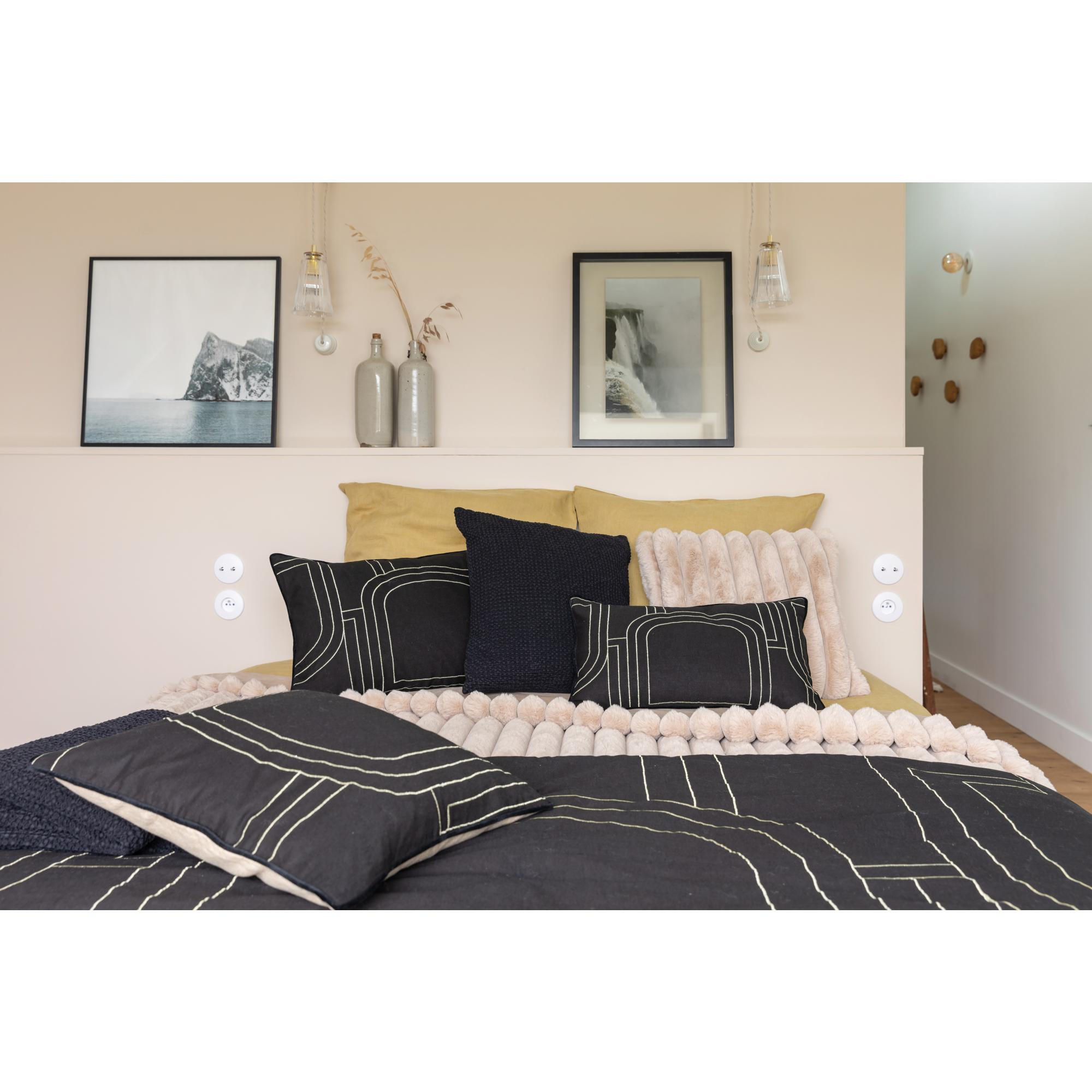 KISSEN Jaden kaviar 40 x 65 cm - Schwarz, Textil (40/65cm) - Vivaraise