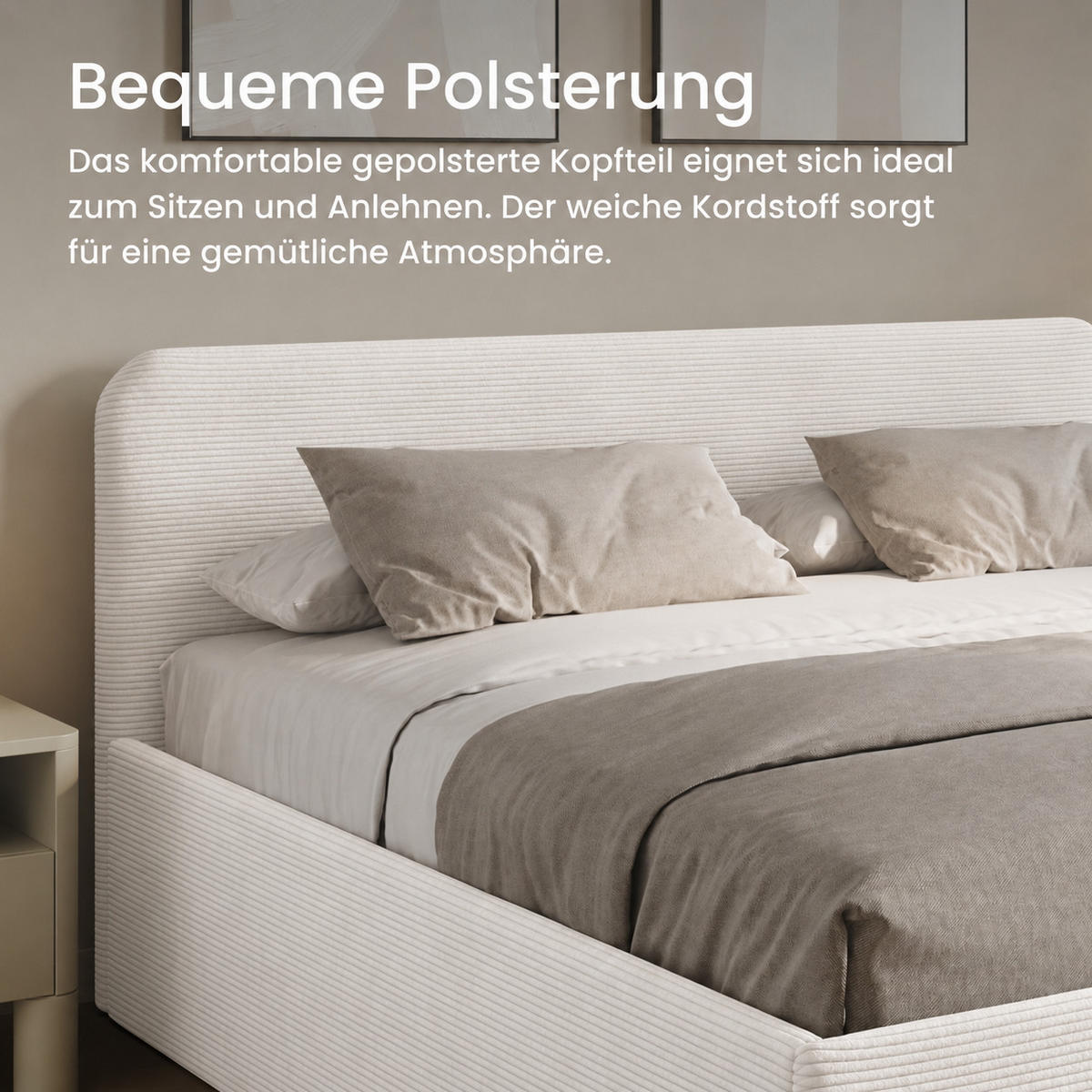 POLSTERBETT mit Bonnell-Matratze 160x200 cm in Weiß - Weiß, Holzwerkstoff/Textil (160/200cm) - Home Collective