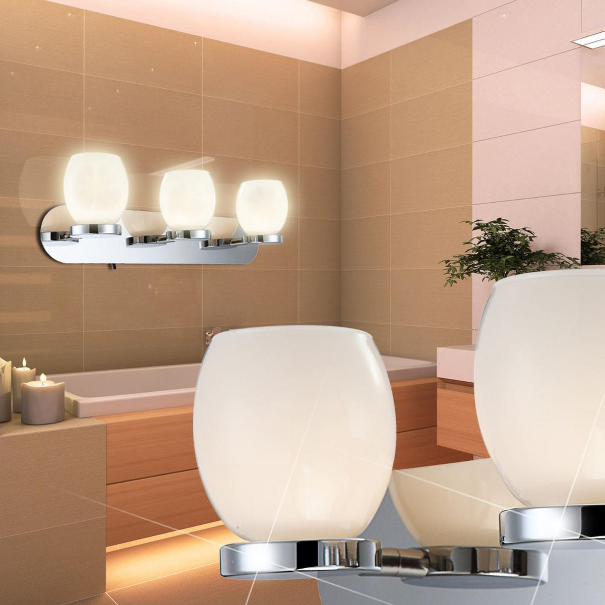 LED WANDLEUCHTE DANO Chrom Silber - Silberfarben, Glas (39/10/11cm) - Globo Lighting