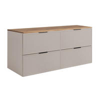 BADEZIMMERSCHRANK, Kaschmir / Craft-Eiche, Schwarze Griffe, 120 (2 x 60) x 46 x 57 cm - Kaschmir/Eichefarben, Holzwerkstoff/Kunststoff (120/57/46cm) - 3XE LIVING