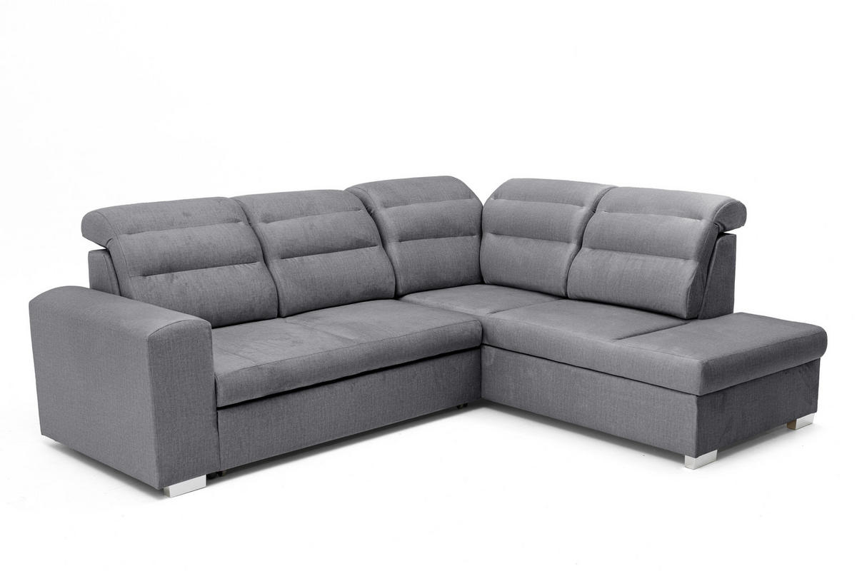 ECKSOFA CLOUD L Rechts mit Schlaffunktion 120x190 Velours Dunkelgrau - Chromfarben/Dunkelgrau, Holz/Kunststoff (260/202cm) - Muffo