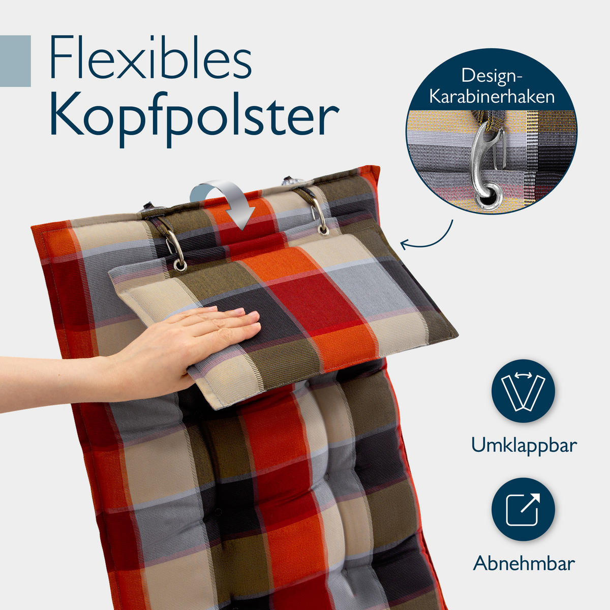 HOCHLEHNER Sun-HL 119x50x8cm Orange-Beige-Kariert (2tlg) - Orange, Textil (50/120cm) - Beautissu 