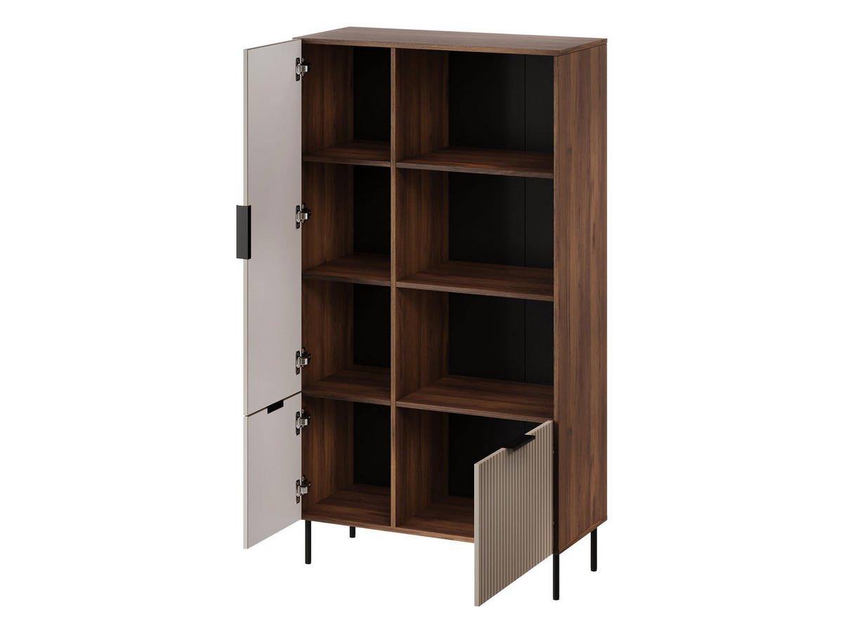 VITRINE Almera 04 - Kaschmir/Nussbaumfarben, Holzwerkstoff/Metall (90/166/42cm) - MIRJAN24
