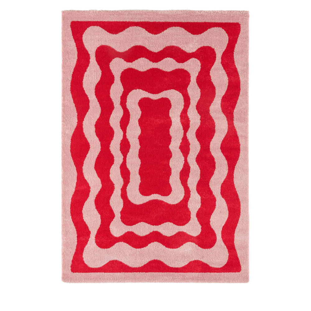 VINTAGE-TEPPICH mit gewelltem Muster - Groove - 200 cm x 280 cm - Rot, Kunststoff (200/280cm) - Drawer