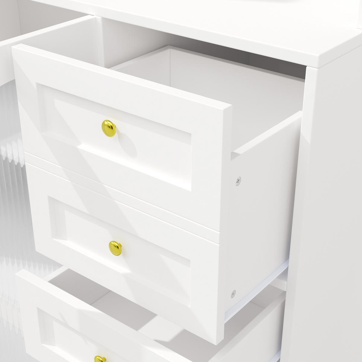 GESCHIRRSCHRANK aus MDF 120x40x188cm in Weiß mit LED-Lichtleiste - Weiß, Holzwerkstoff (120/188/40cm) - Modfu