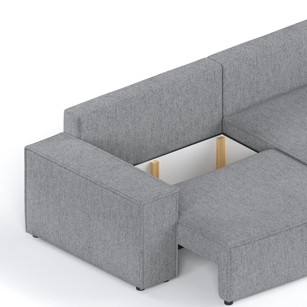 ECKSOFA SENSO mit Schlaffunktion Grau im Neve Stoff - Schwarz/Grau, Holz/Holzwerkstoff (255/148cm) - AltaBeds