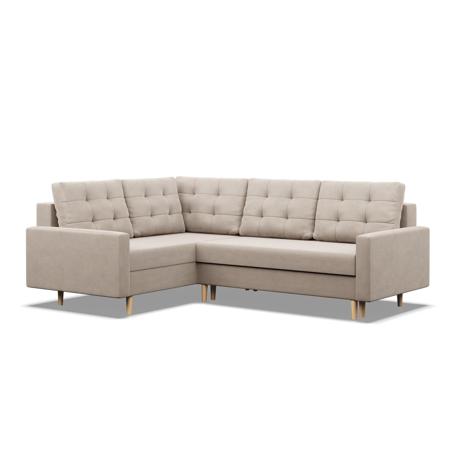 ECKSOFA LINKS MIT SCHLAFFUNKTION BLANK, Beige - Beige, Textil (223/172cm) - Mebligo