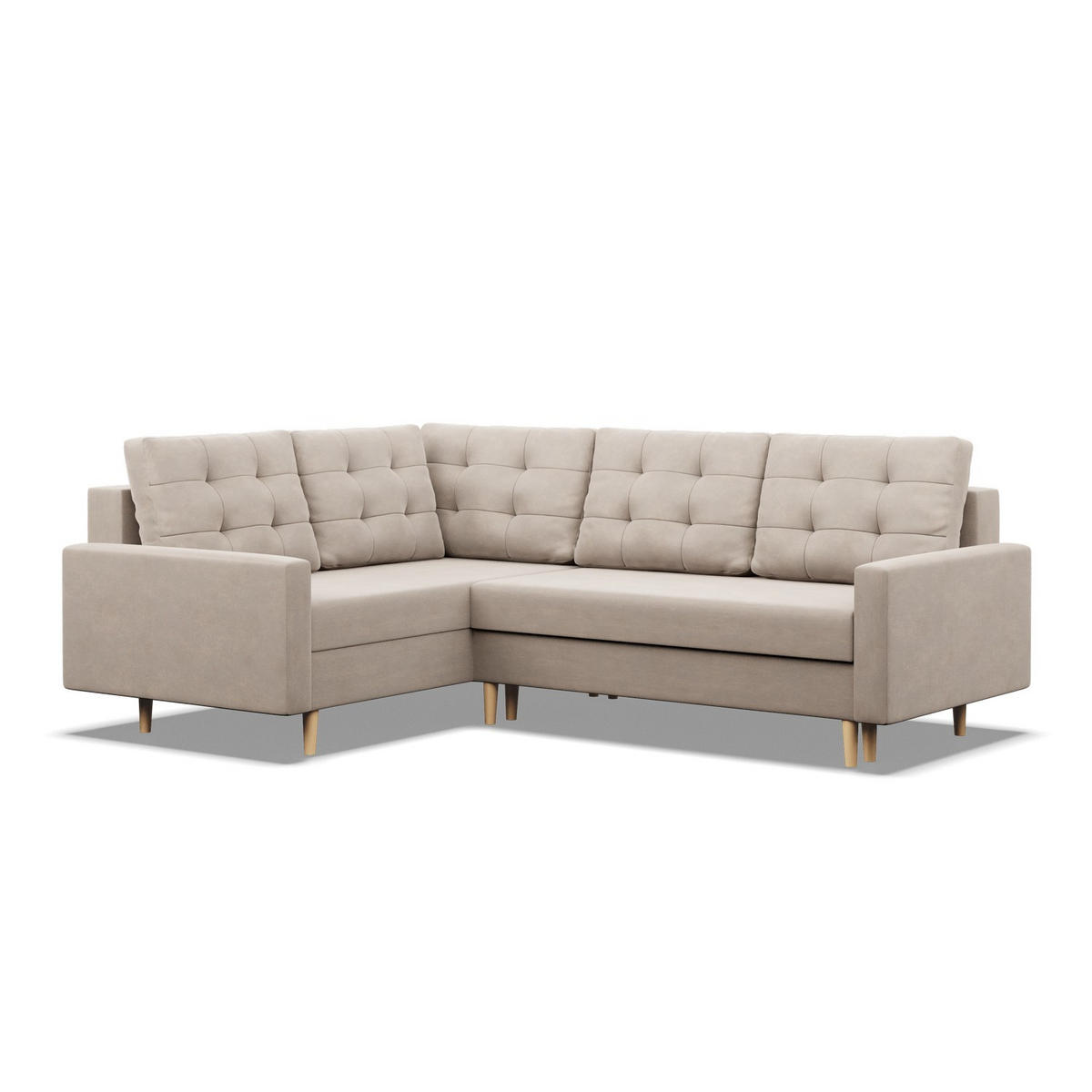 ECKSOFA LINKS MIT SCHLAFFUNKTION BLANK, Beige - Beige, Textil (223/175cm) - Mebligo