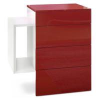 NACHTTISCH Queens Front in Bordeaux Hochglanz - Bordeaux, Holzwerkstoff (60/63/36cm) - Vladon