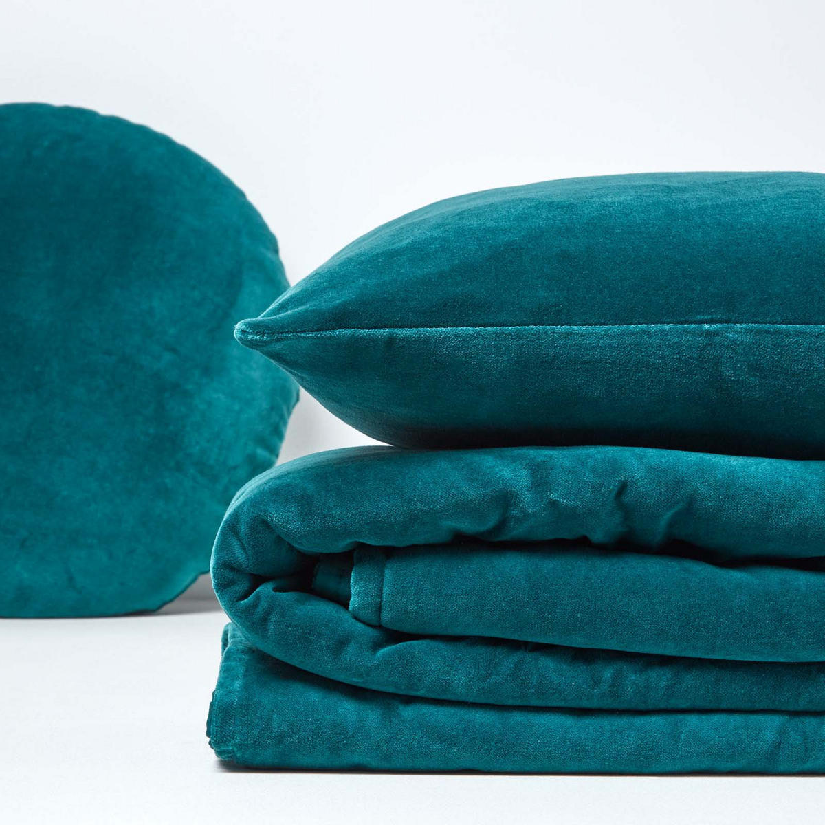 SAMT-KUSCHELDECKE 150/200 cm, Baumwolle wattiert - Petrol, Textil (150/200cm) - Homescapes