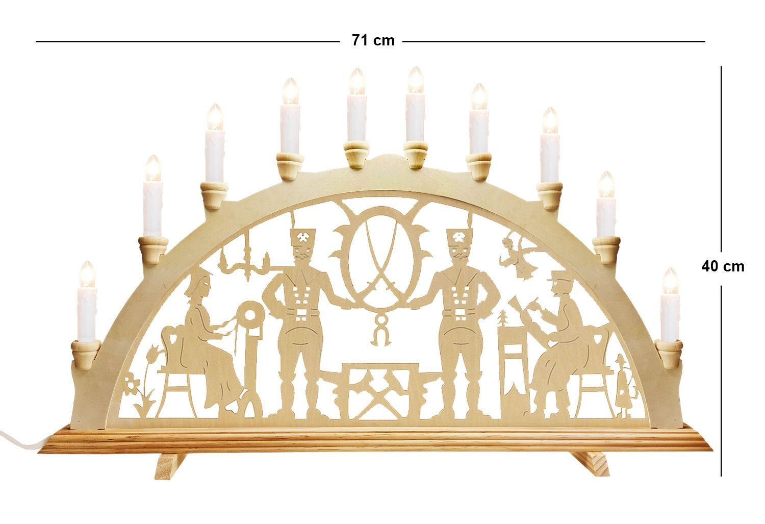 SCHWIBBOGEN Bergleute 10-flammig - Multicolor, Holz (0.1/1/0.1cm) - Dekoteam24