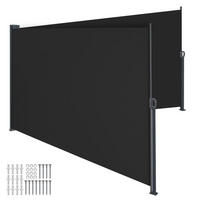 DOPPEL-SEITENMARKISE , ausziehbar, mit Aufrollmechanismus, schwarz - Schwarz, Textil (600/160/9cm) - tectake