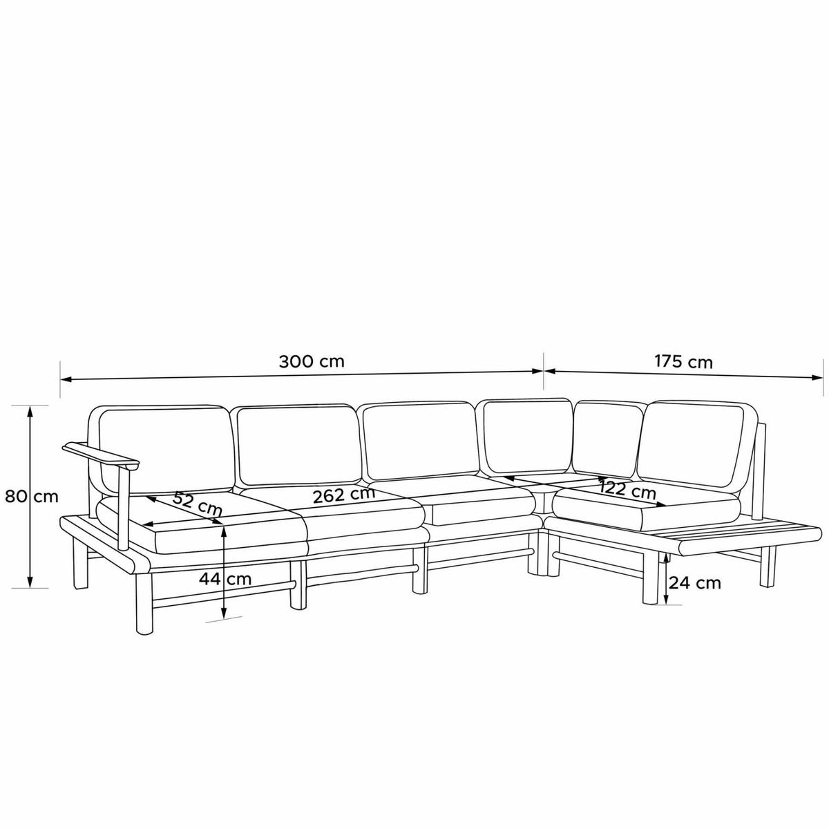 LOUNGESOFA ATREDA rechts - Orange, Holz/Textil (300/80/175cm) - KONSIMO®