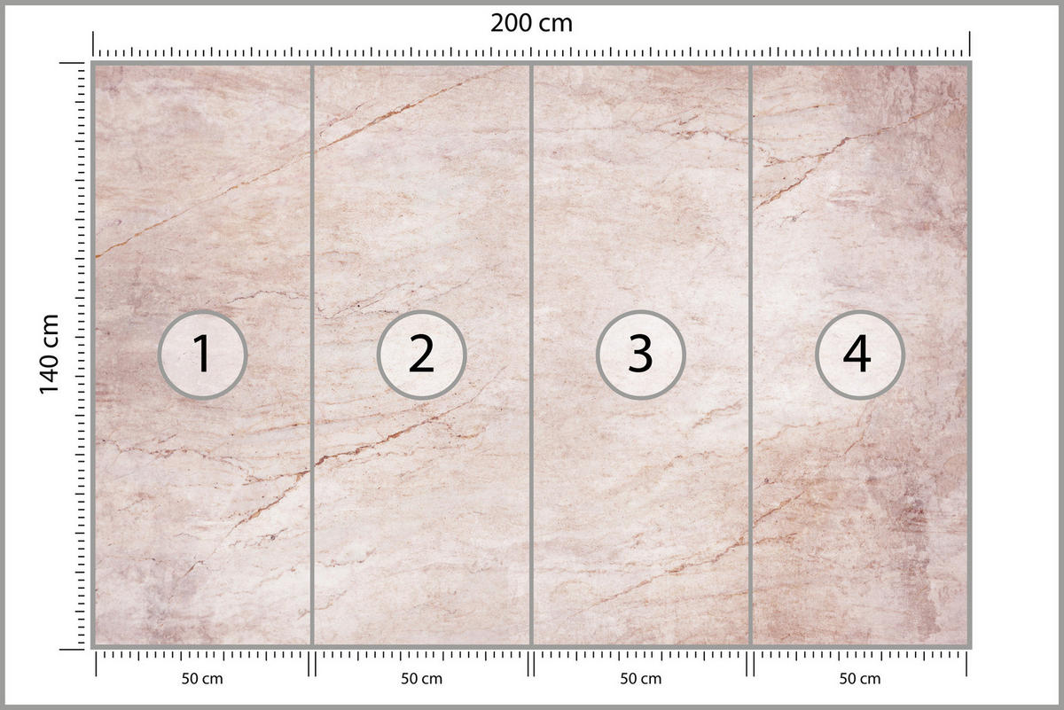 FOTOTAPETE für Wohnzimmer Beton Abstraktion 200x140 - Rosa, Papier (200/140cm) - Muralo