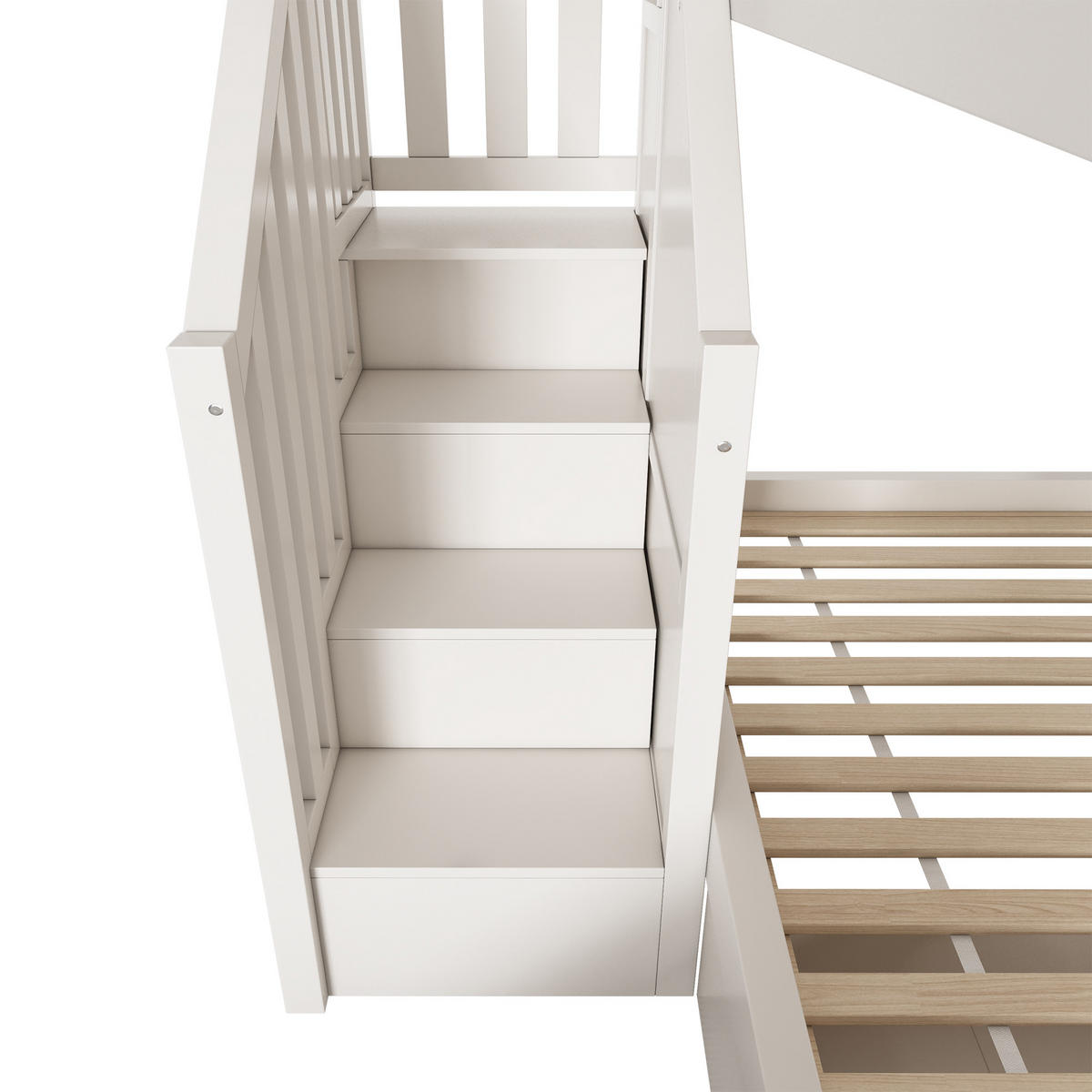 ETAGENBETT 90x200 cm in Weiß mit Rutsche & Stauraum - Weiß, Holzwerkstoff (90/200cm) - Modfu