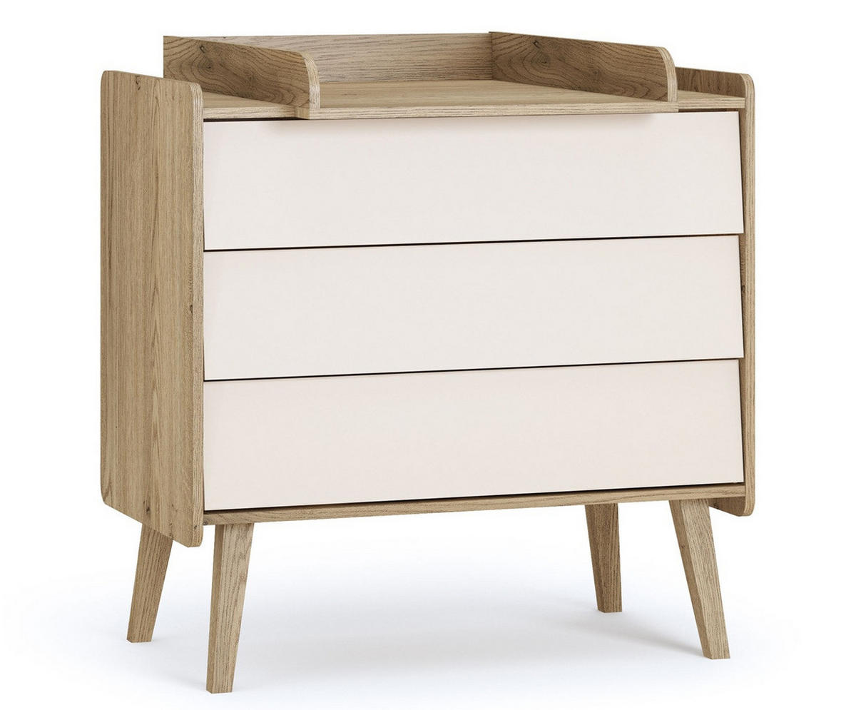 BABYZIMMER Set Vienna Fresh Set B - 4-teilig - Eichefarben/Beige, Holzwerkstoff (133/185/51cm) - QMM TraumMöbel