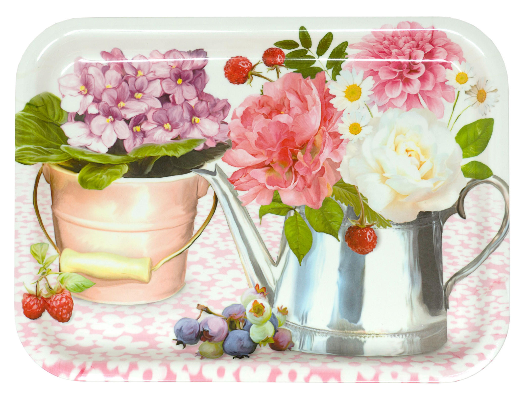 TABLETT Pfingstrose, rechteckige Melamin Serviertablett 31x23 cm - Rosa, Kunststoff (23/2/31cm) - Lashuma