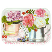 TABLETT Pfingstrose, rechteckige Melamin Serviertablett 31x23 cm - Rosa, Kunststoff (23/2/31cm) - Lashuma