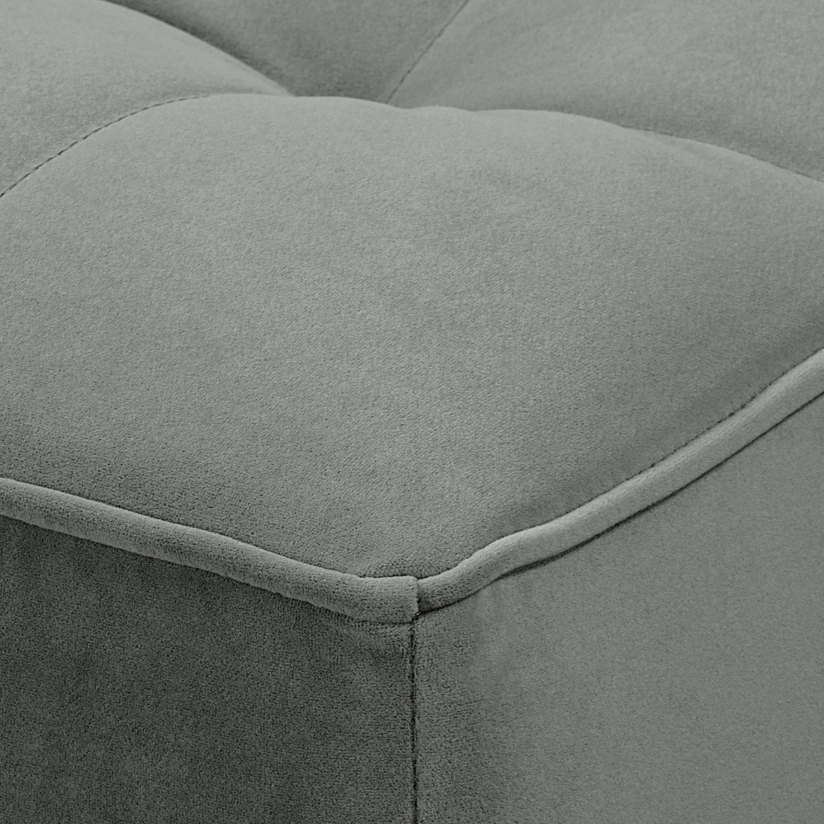 HOCKERBANK - Samt - Grau, Birkenholz/Textil (124/43/69cm) - home24