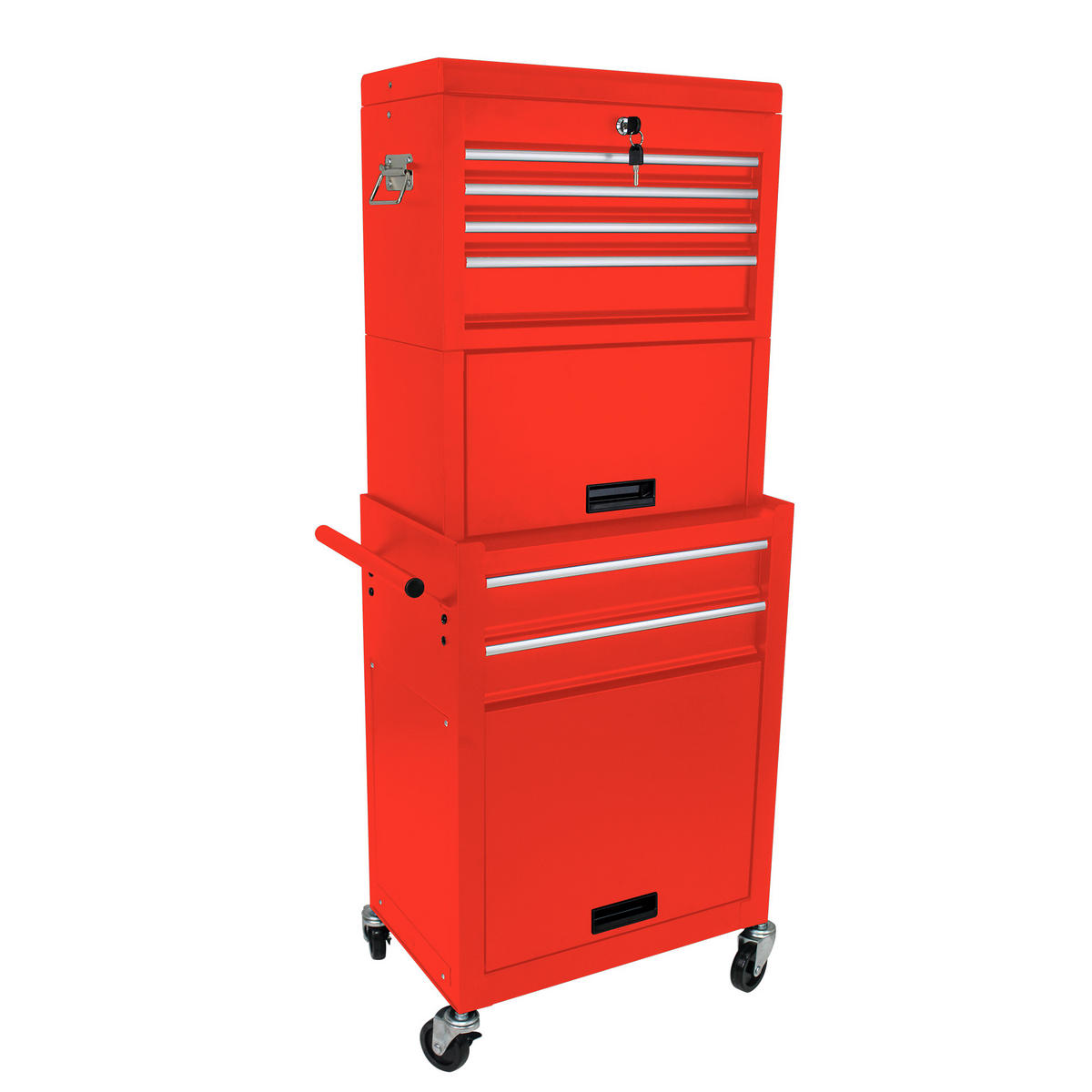 KOMBINATIONSKOFFER – ausgestattet mit 6 Schubladen und 4 Lenkrollen (rot) - Rot, Metall (33/110/60cm) - DCA